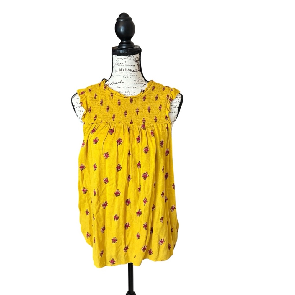 Old Navy Yellow Floral Print Blouse